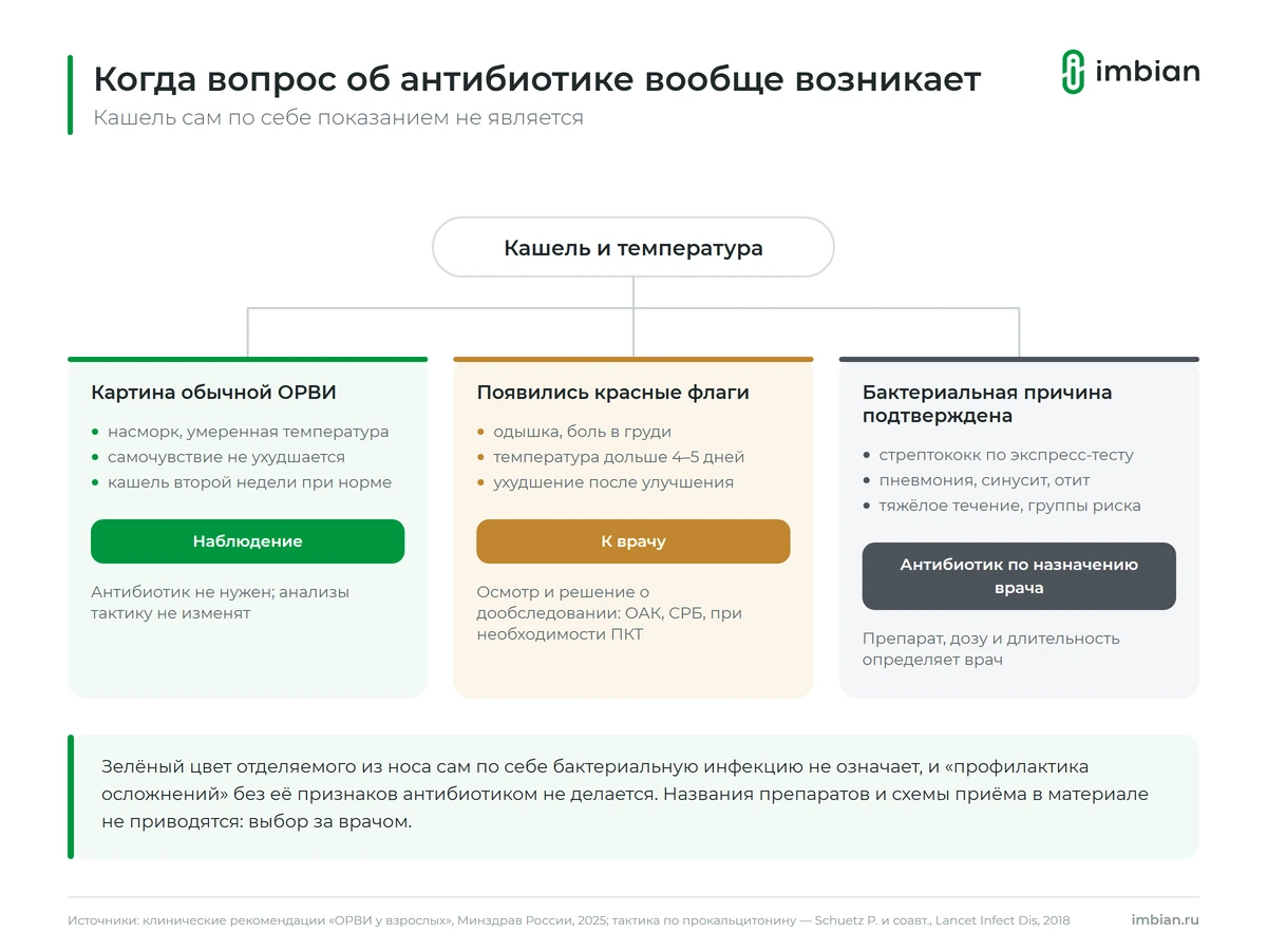Когда при кашле нужен антибиотик: развилка из трёх сценариев