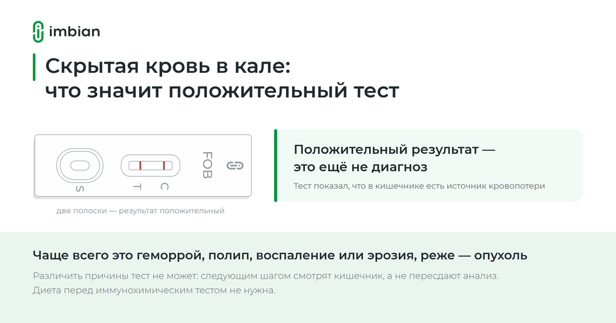 Скрытая кровь в кале: положительный результат